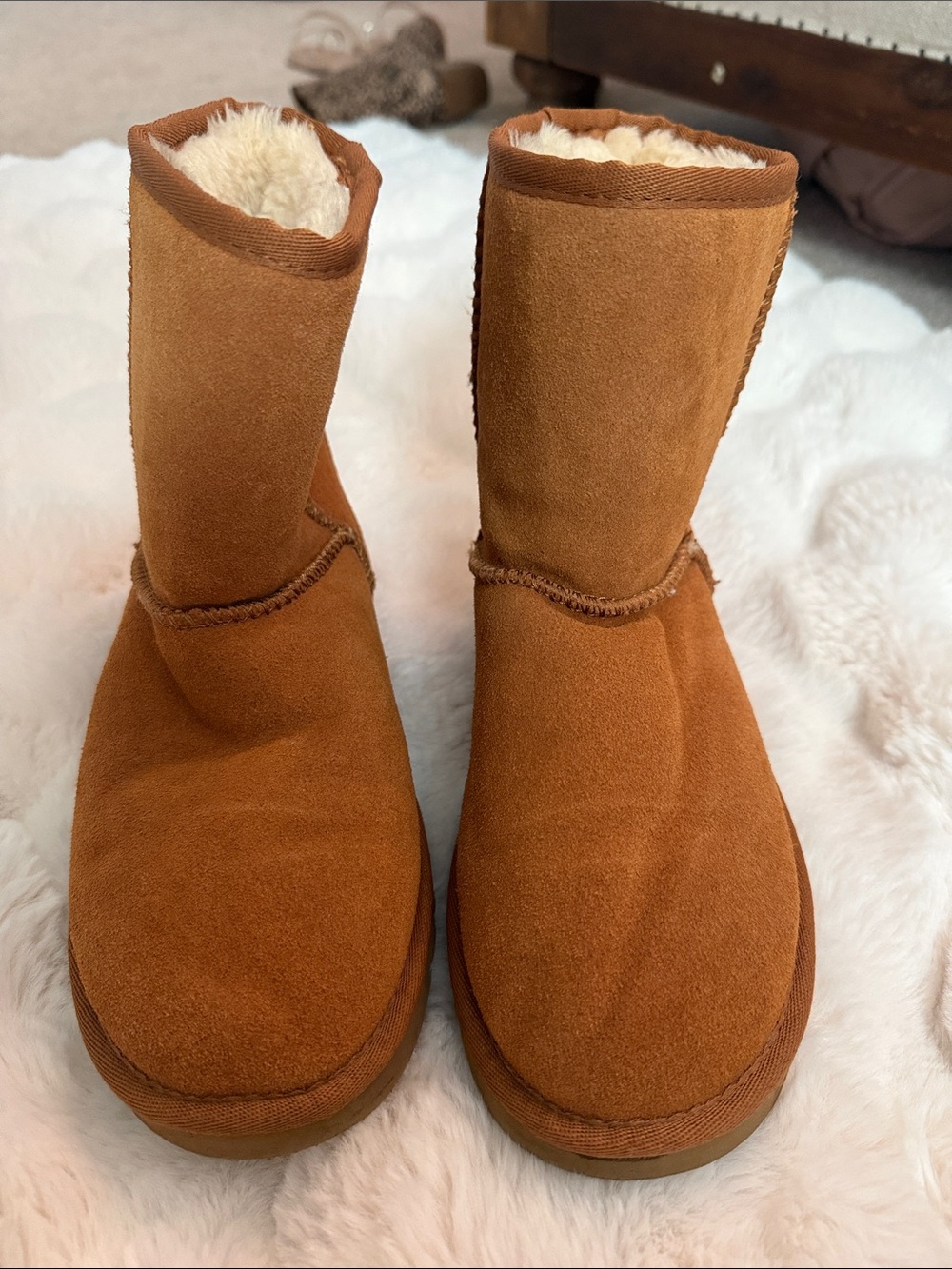 UGG Chestnut Short Suede Shearling Boots